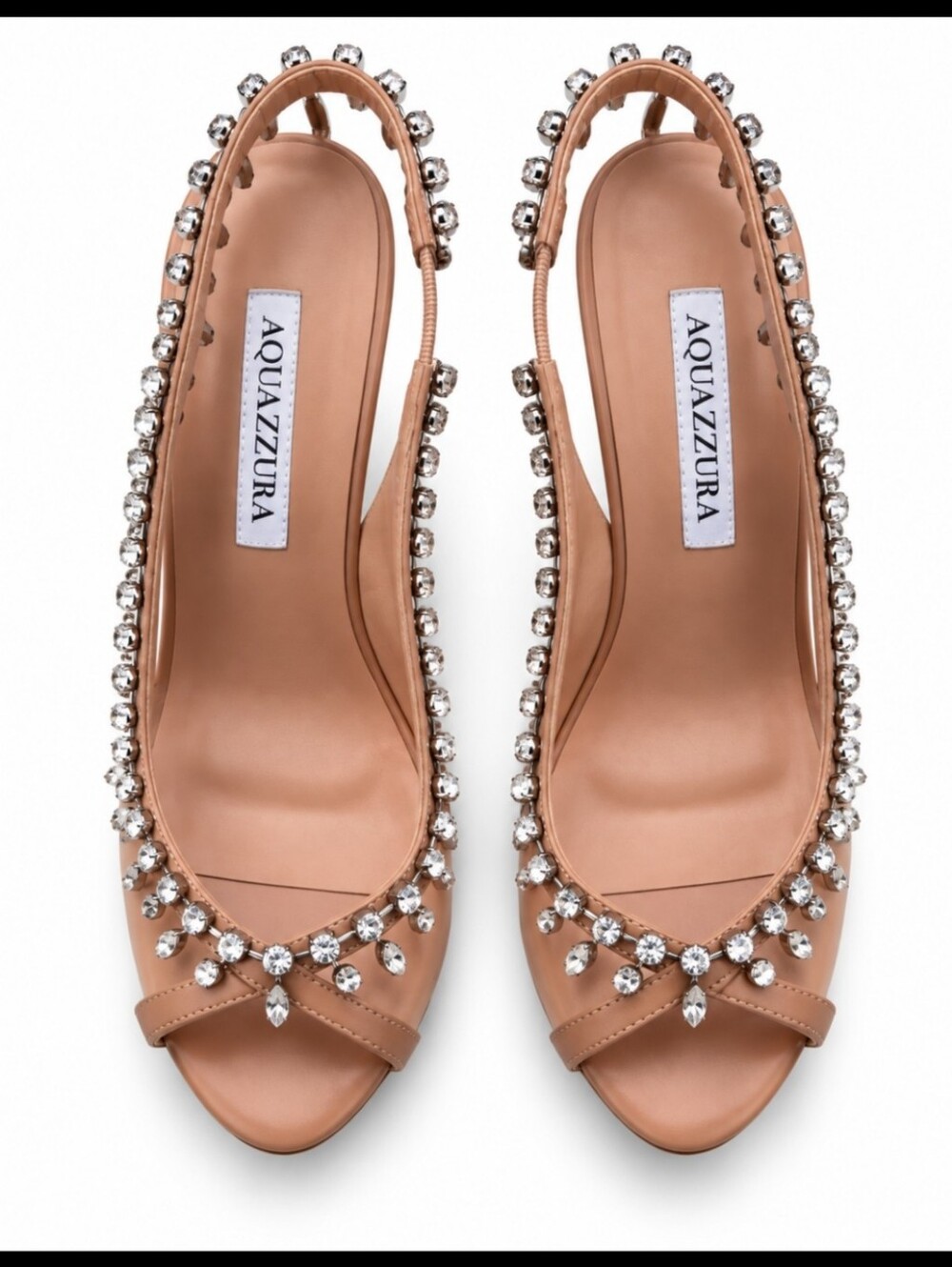 Aquazzura Temptation Crystal Sandals Nude EU 38 US 7.5-8  Italy Bridal Prom